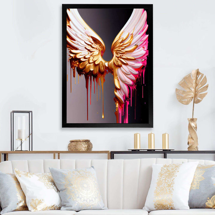 Pink,Gold And Black Angel Wings IV