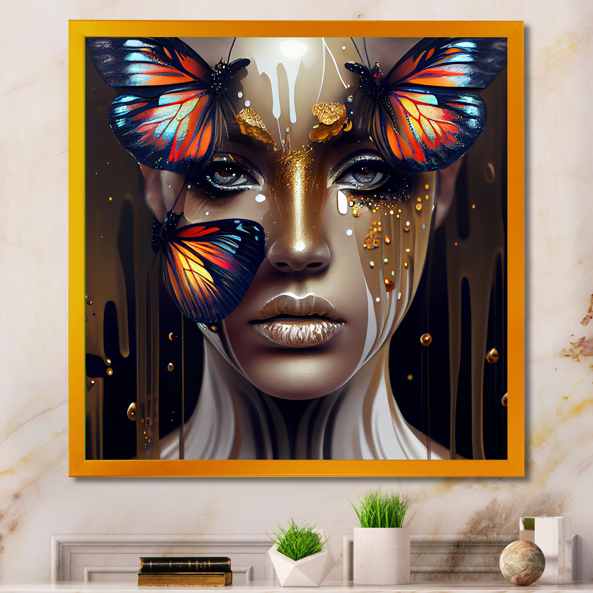 Sensual Woman With Colorful Butterfly VII
