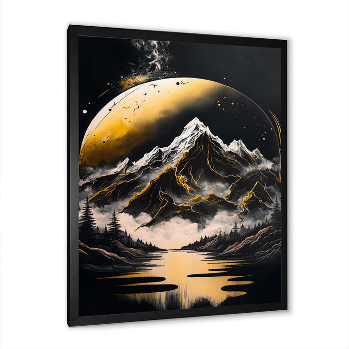 Black And Gold Mountain Landscape V