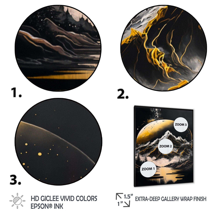 Black And Gold Mountain Landscape V