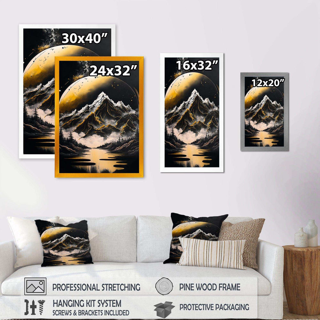Black And Gold Mountain Landscape V