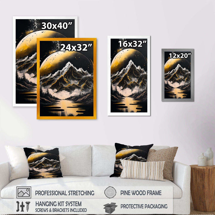 Black And Gold Mountain Landscape V