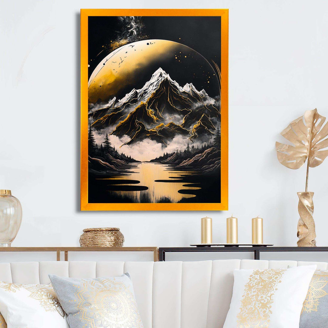 Black And Gold Mountain Landscape V