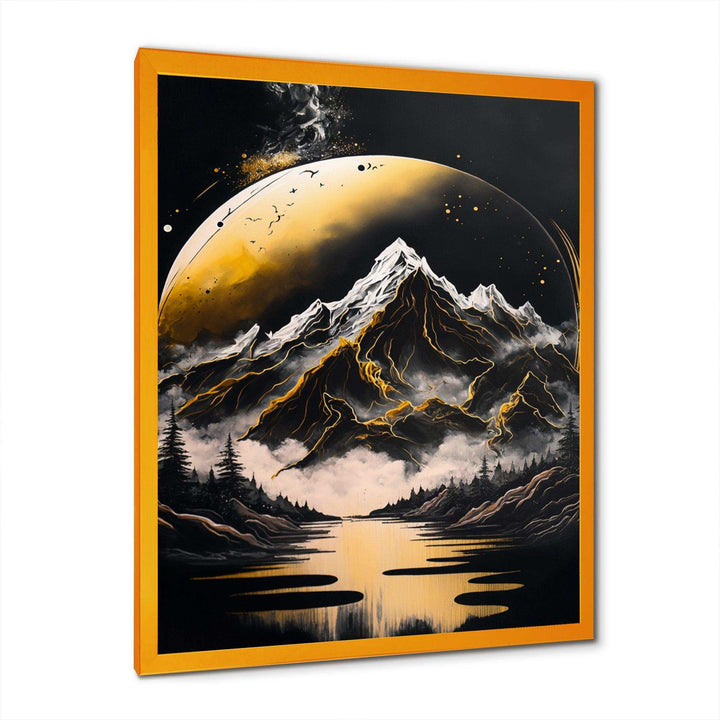 Black And Gold Mountain Landscape V