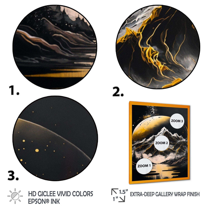 Black And Gold Mountain Landscape V
