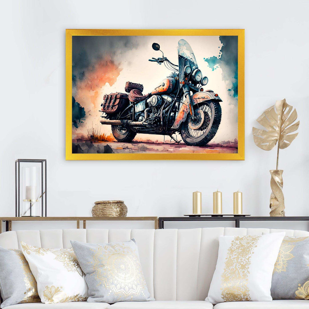 Motorcycle Parked In The Desert I