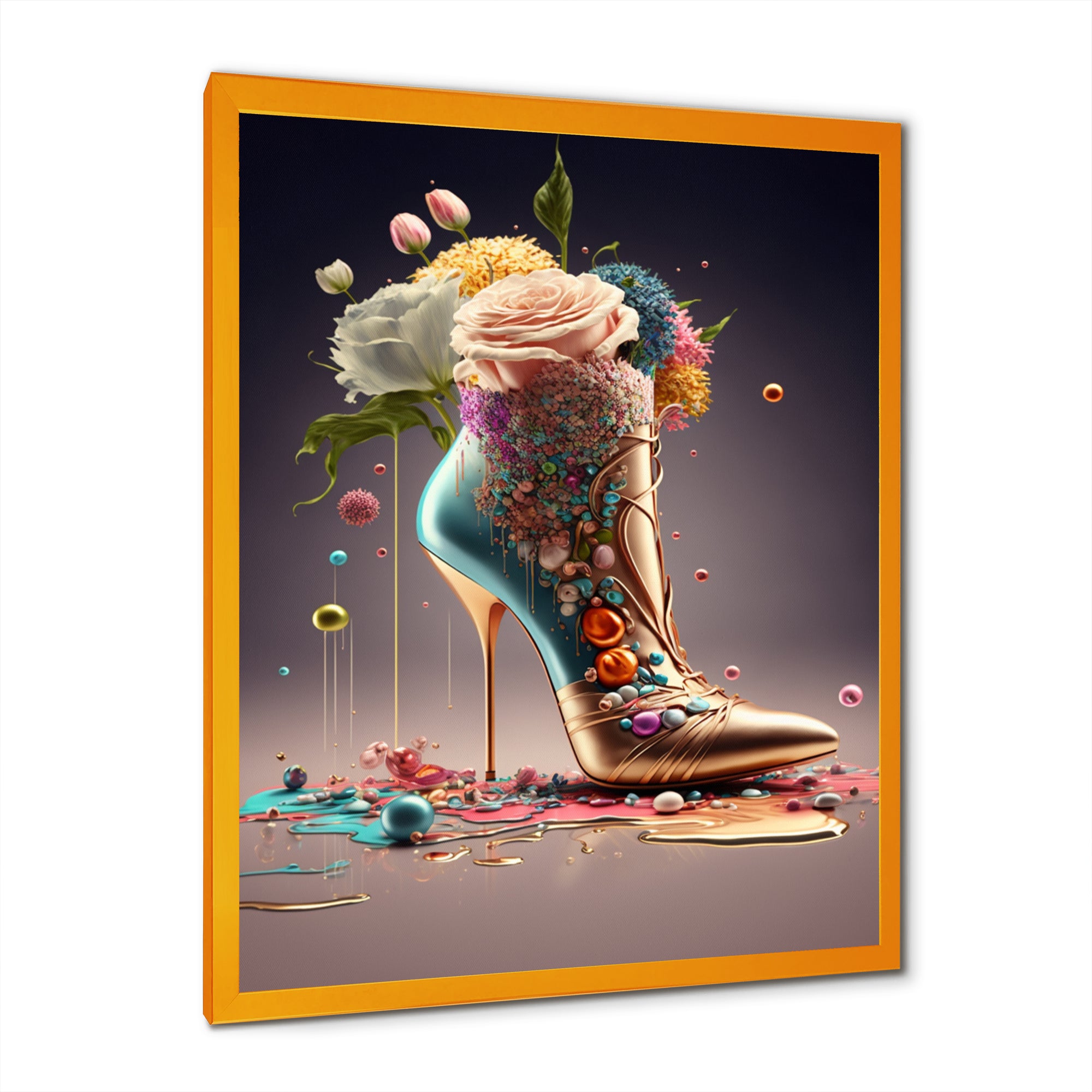 Gold Floral High Heel Shoes II