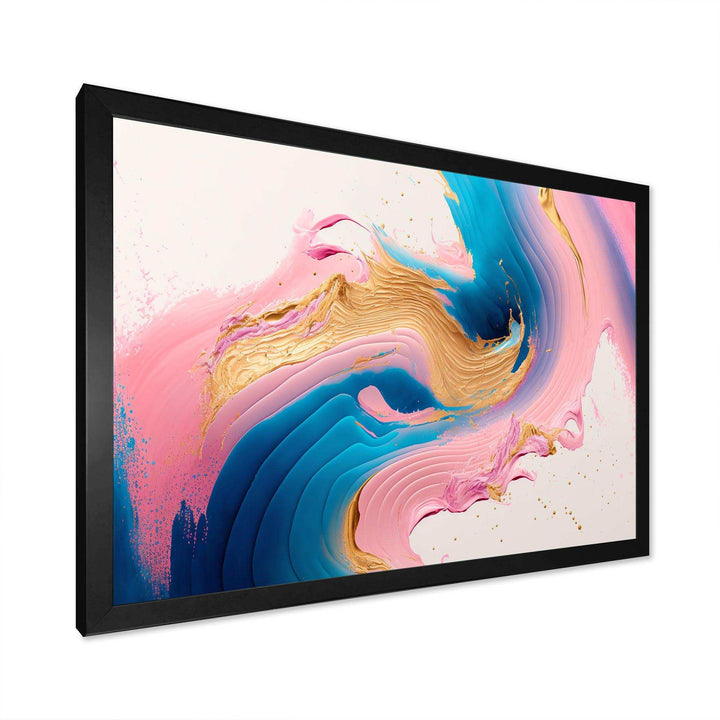 Pink And Gold Waves  - Modern Bedroom Wall Art