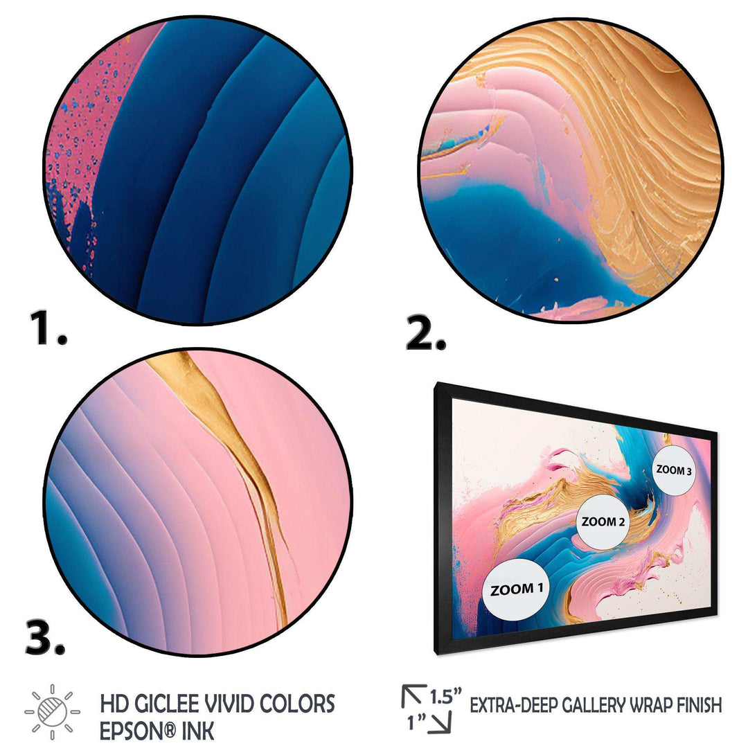 Pink And Gold Waves  - Modern Bedroom Wall Art