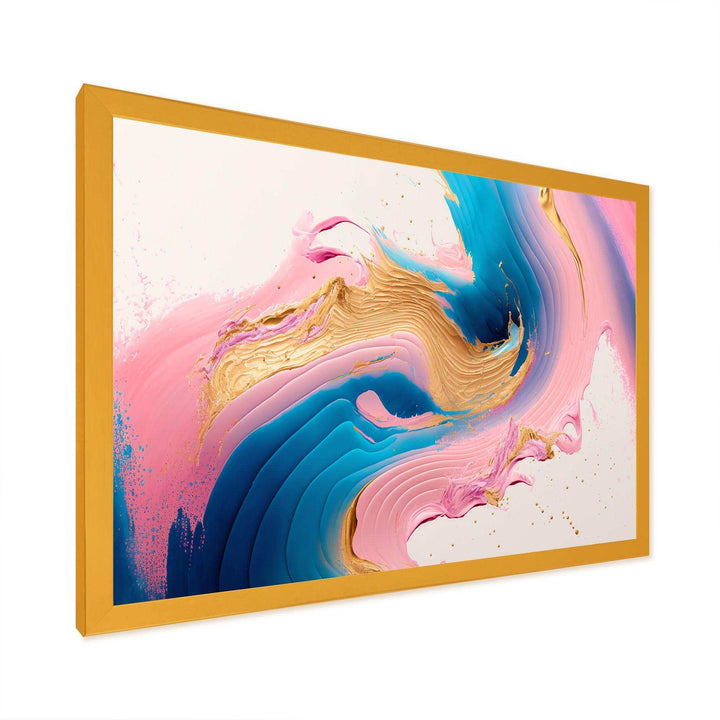 Pink And Gold Waves  - Modern Bedroom Wall Art
