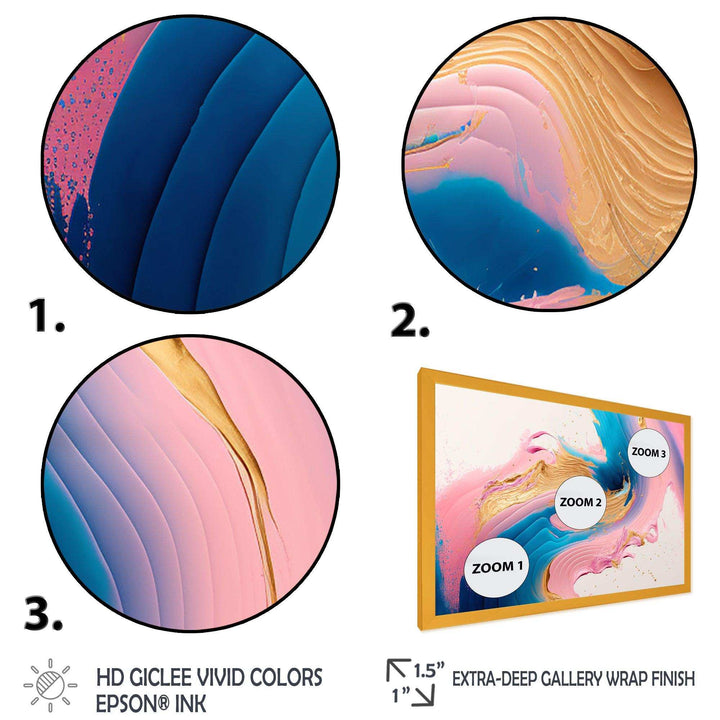 Pink And Gold Waves  - Modern Bedroom Wall Art