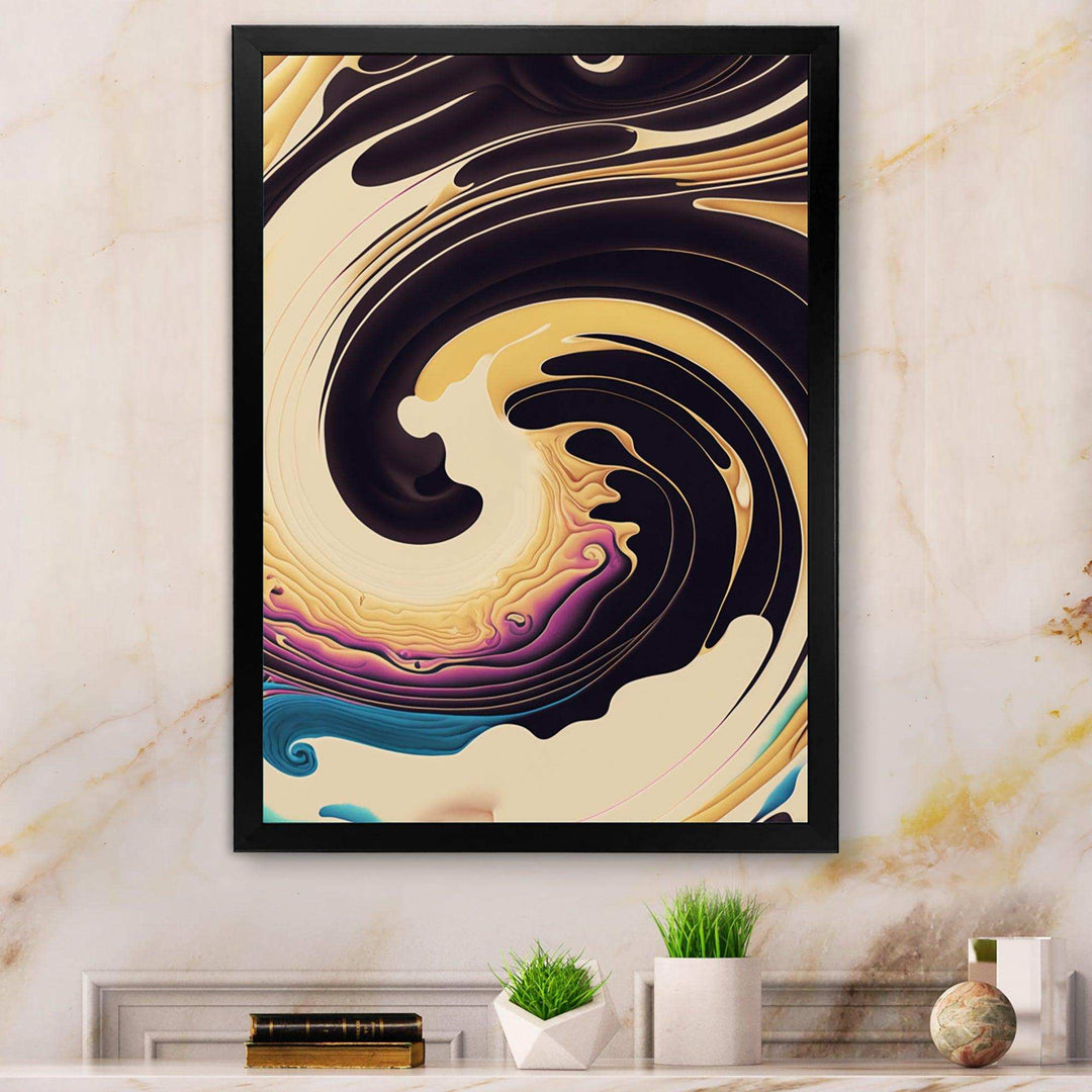Purple, Gold And Blue Swirl I - Modern Living Room Wall Decor