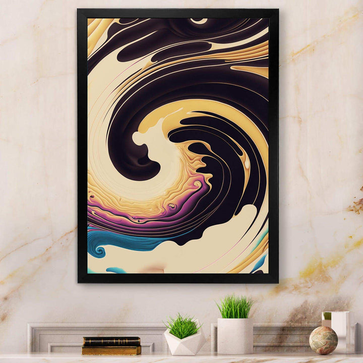 Purple, Gold And Blue Swirl I - Modern Living Room Wall Decor