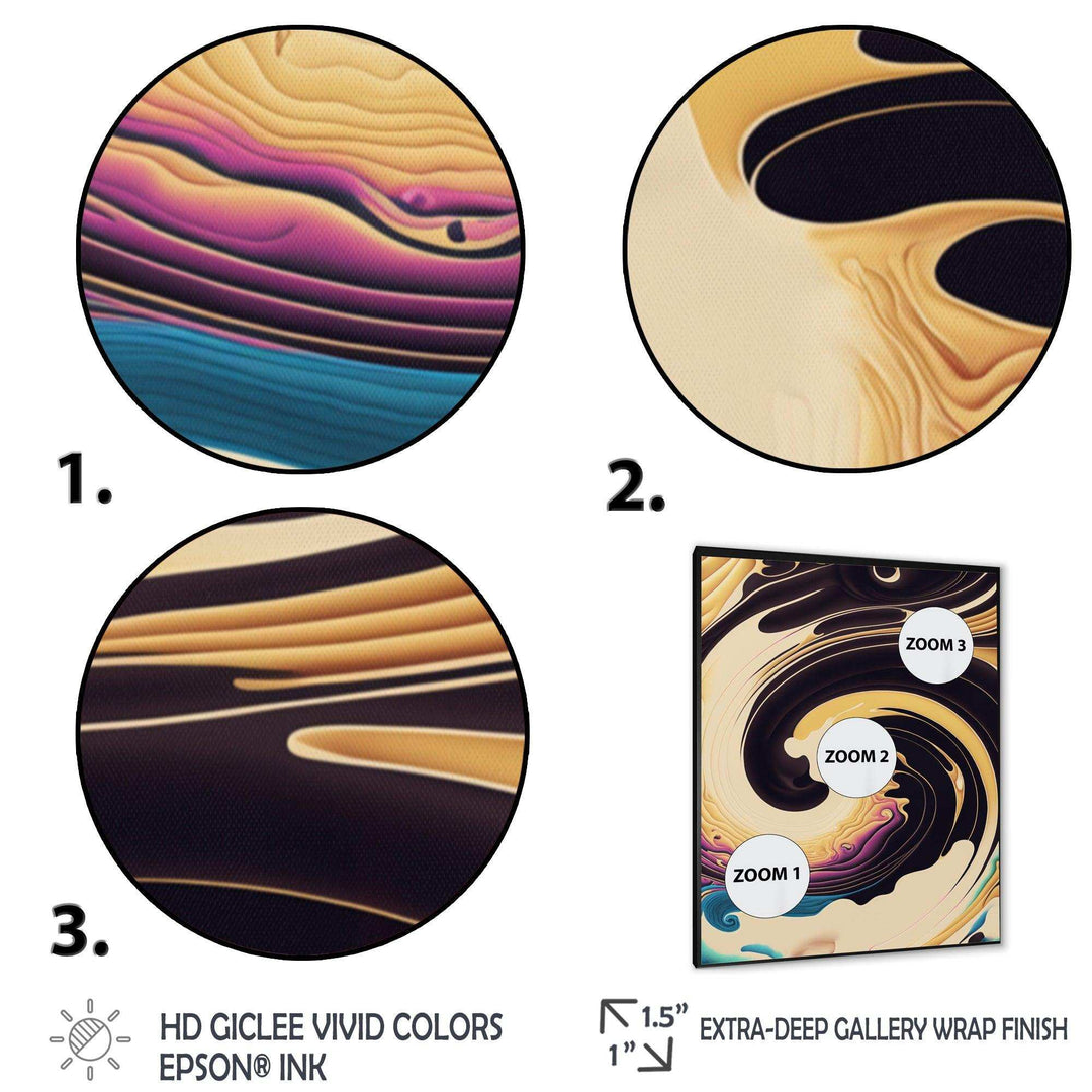 Purple, Gold And Blue Swirl I - Modern Living Room Wall Decor