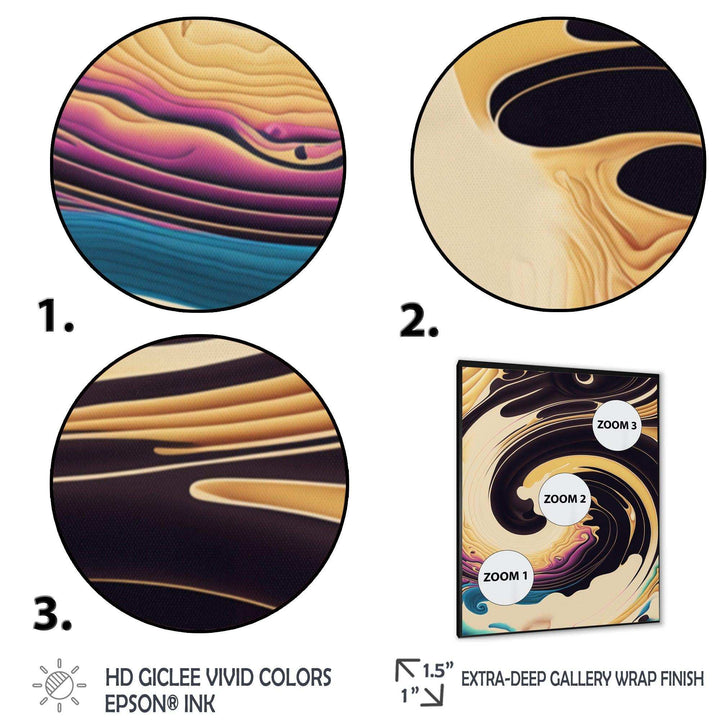 Purple, Gold And Blue Swirl I - Modern Living Room Wall Decor