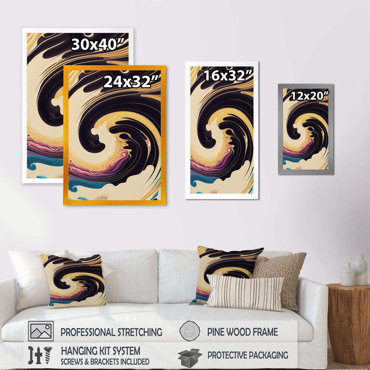 Purple, Gold And Blue Swirl I - Modern Living Room Wall Decor