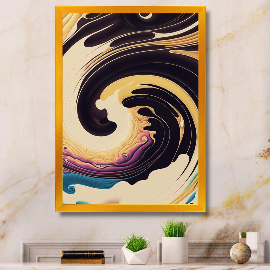 Purple, Gold And Blue Swirl I - Modern Living Room Wall Decor
