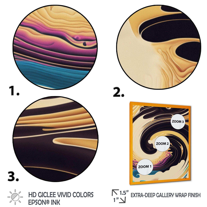 Purple, Gold And Blue Swirl I - Modern Living Room Wall Decor