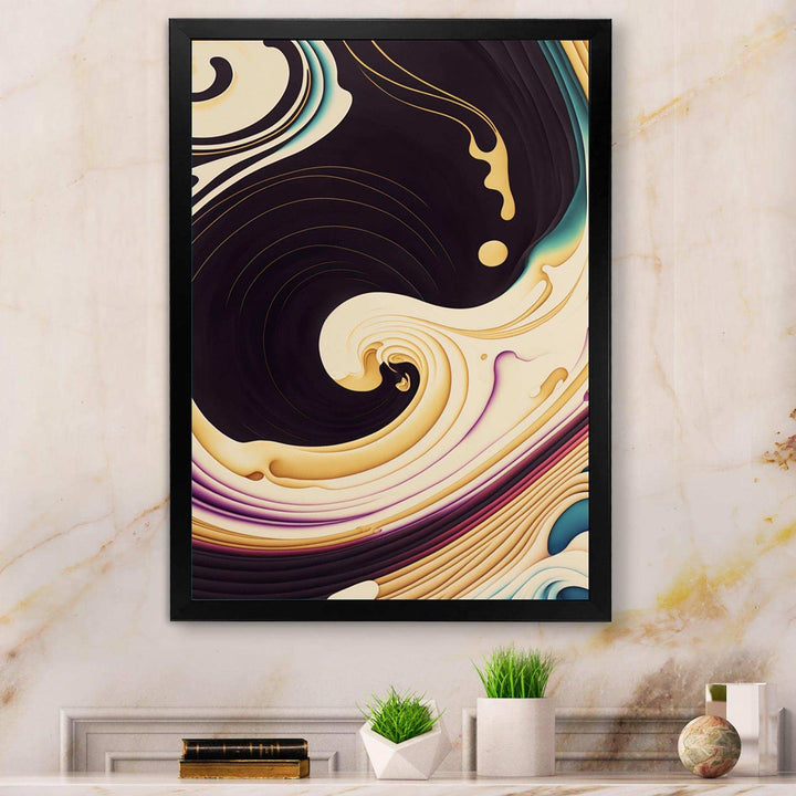 Purple, Gold And Blue Swirl II - Modern Canvas Wall Art
