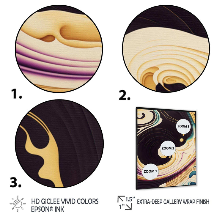 Purple, Gold And Blue Swirl II - Modern Canvas Wall Art