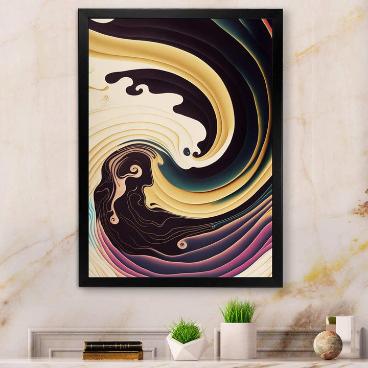 Purple, Gold And Blue Swirl III - Modern Bedroom Wall Art