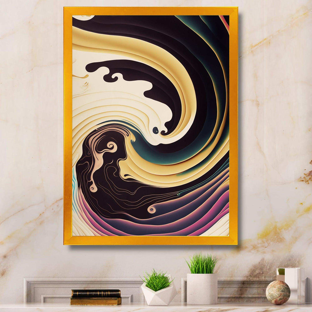 Purple, Gold And Blue Swirl III - Modern Bedroom Wall Art