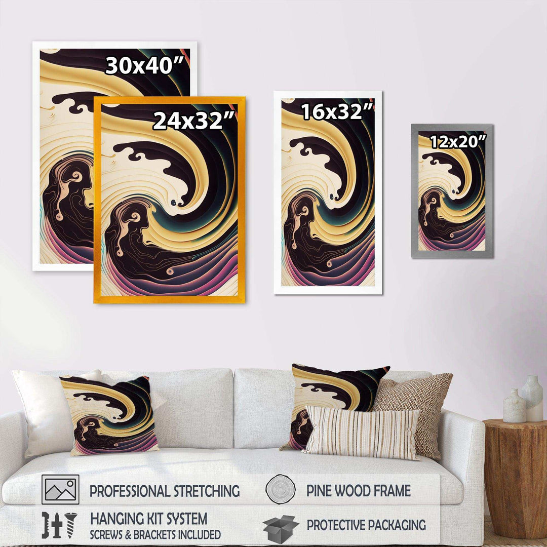Purple, Gold And Blue Swirl III - Modern Bedroom Wall Art