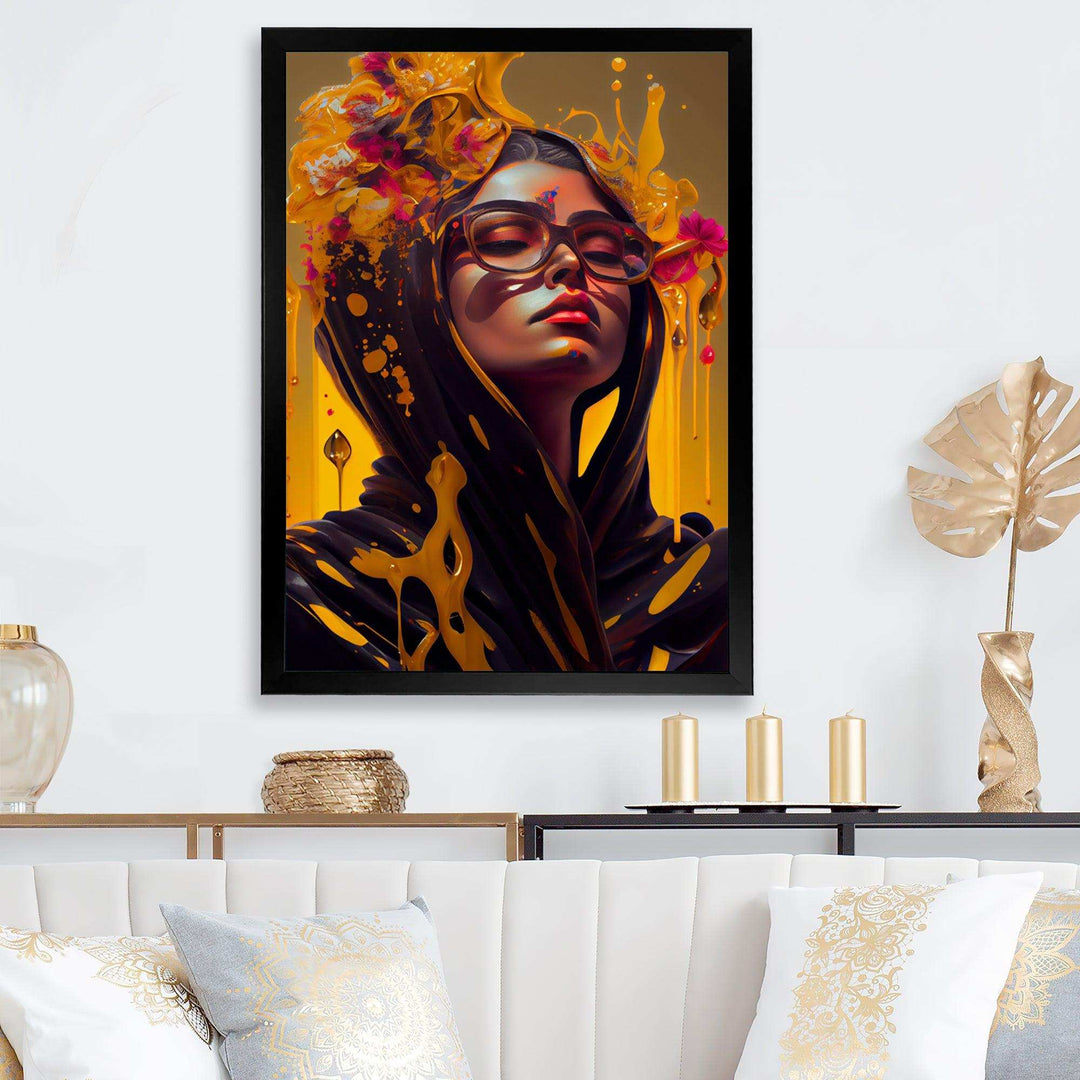 Stylish Arabic Woman With Floral Hijab V