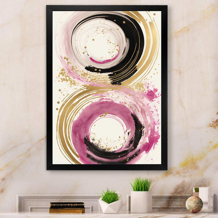 Pink And Gold Curves I - Modern Canvas Wall Art