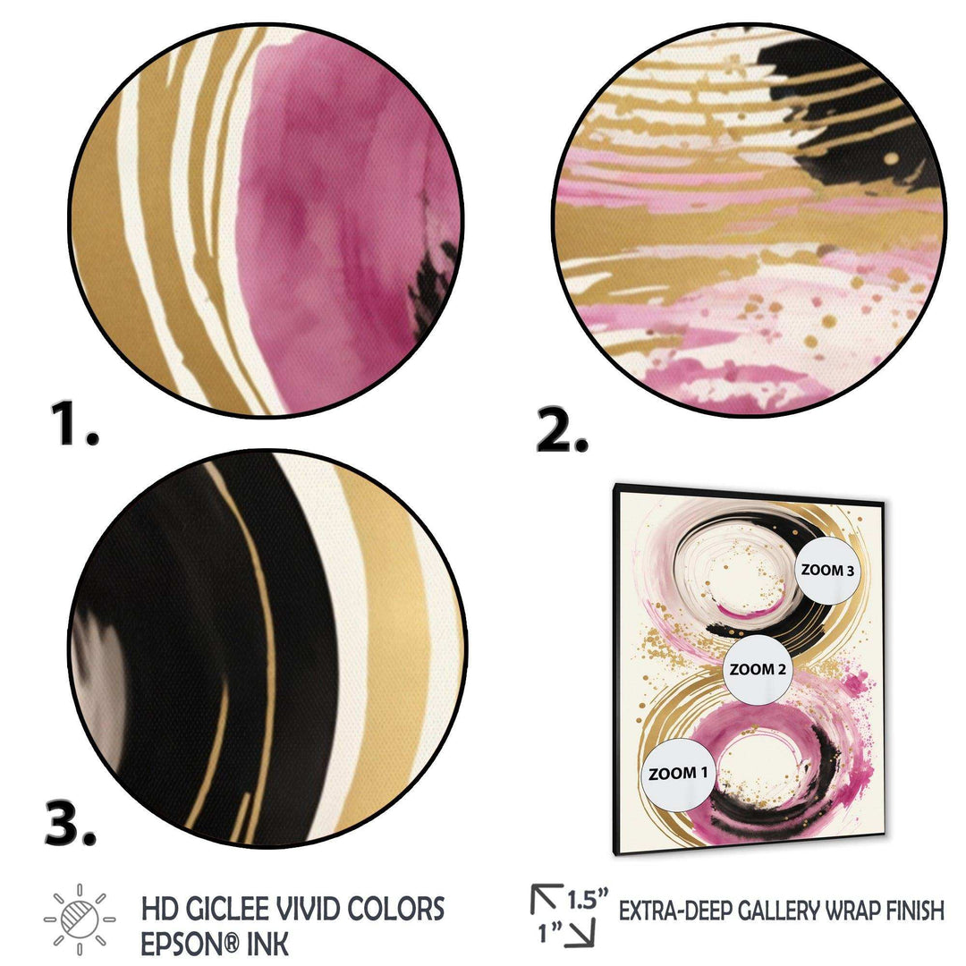Pink And Gold Curves I - Modern Canvas Wall Art