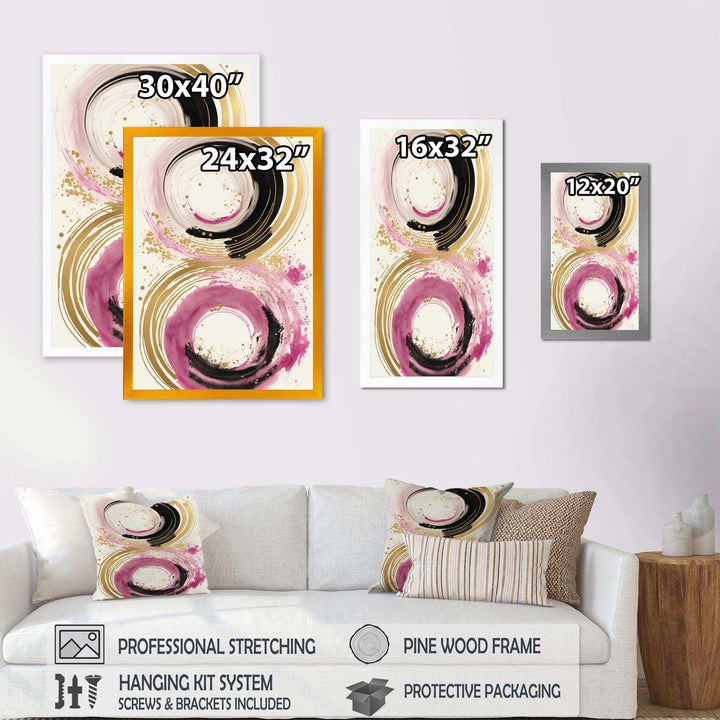 Pink And Gold Curves I - Modern Canvas Wall Art
