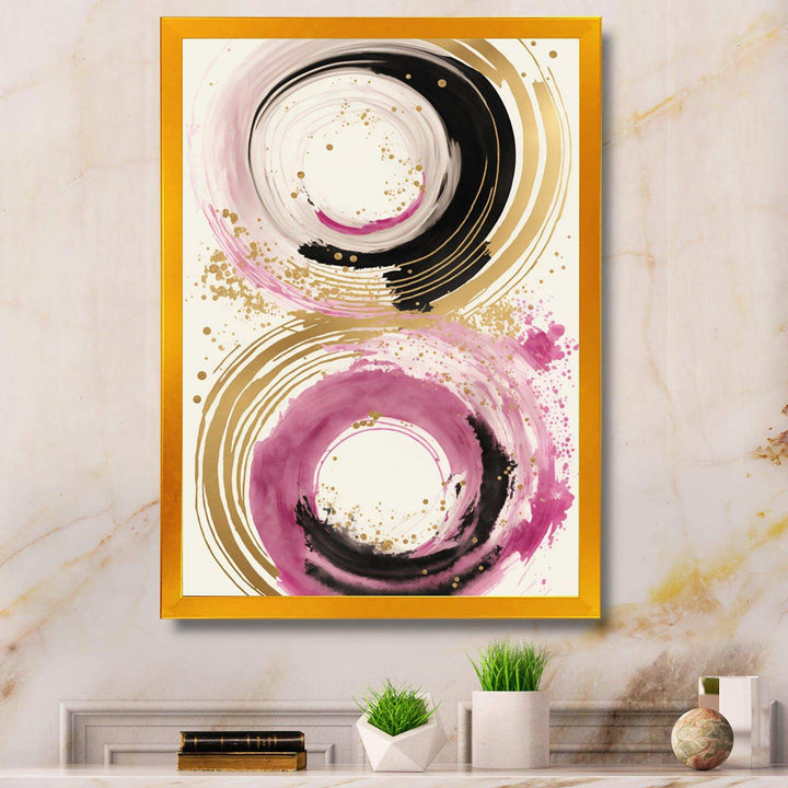 Pink And Gold Curves I - Modern Canvas Wall Art