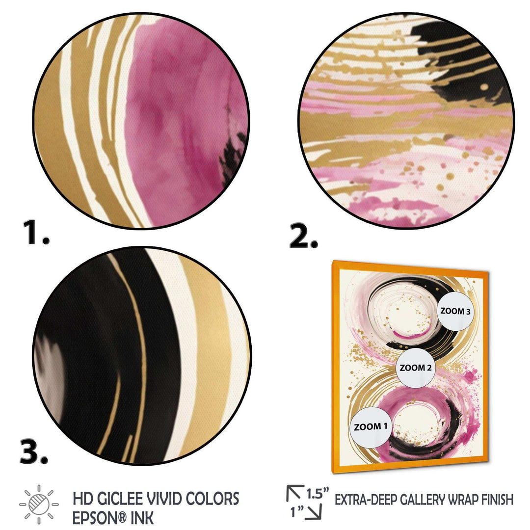 Pink And Gold Curves I - Modern Canvas Wall Art