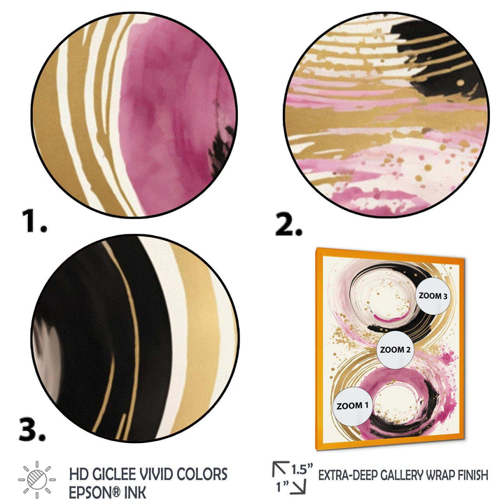 Pink And Gold Curves I - Modern Canvas Wall Art
