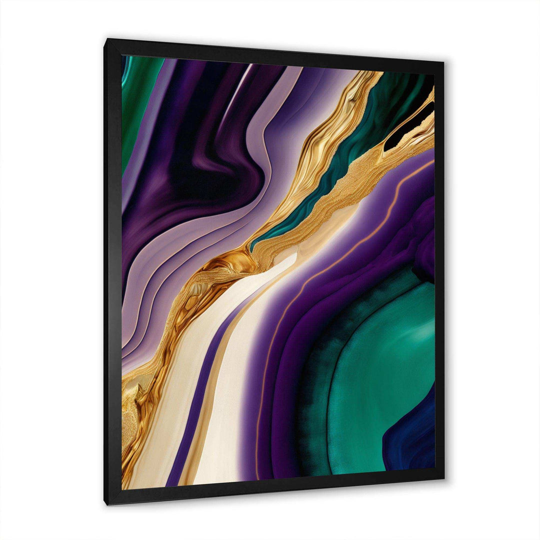 Purple, Green And Gold Bold Strokes II - Modern Bedroom Wall Art