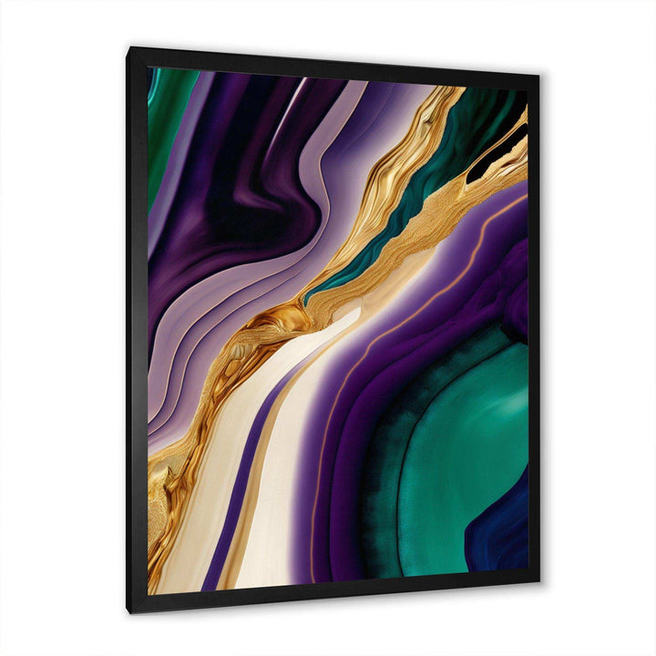 Purple, Green And Gold Bold Strokes II - Modern Bedroom Wall Art