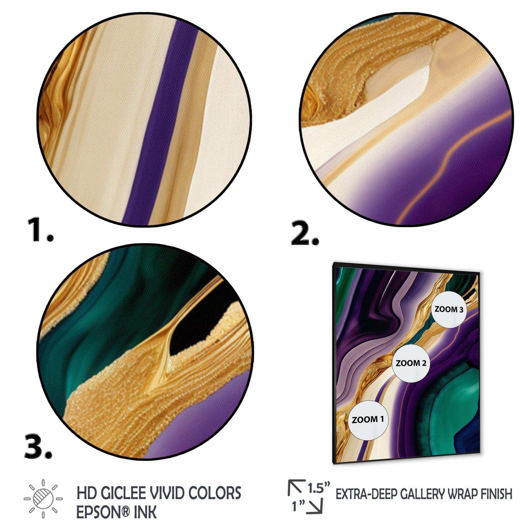 Purple, Green And Gold Bold Strokes II - Modern Bedroom Wall Art
