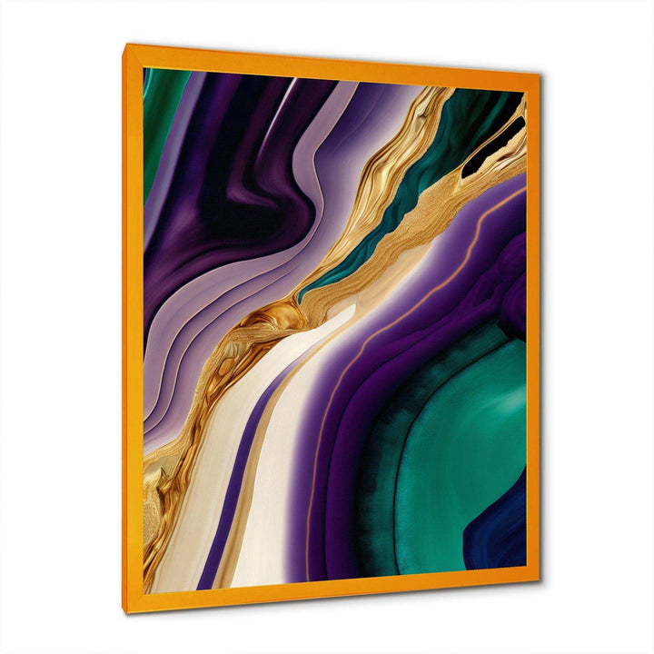 Purple, Green And Gold Bold Strokes II - Modern Bedroom Wall Art