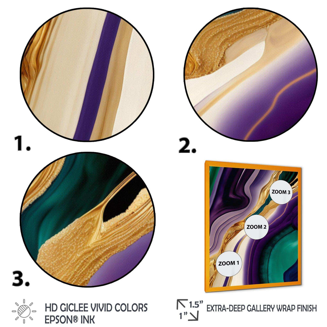 Purple, Green And Gold Bold Strokes II - Modern Bedroom Wall Art