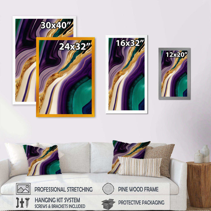 Purple, Green And Gold Bold Strokes II - Modern Bedroom Wall Art