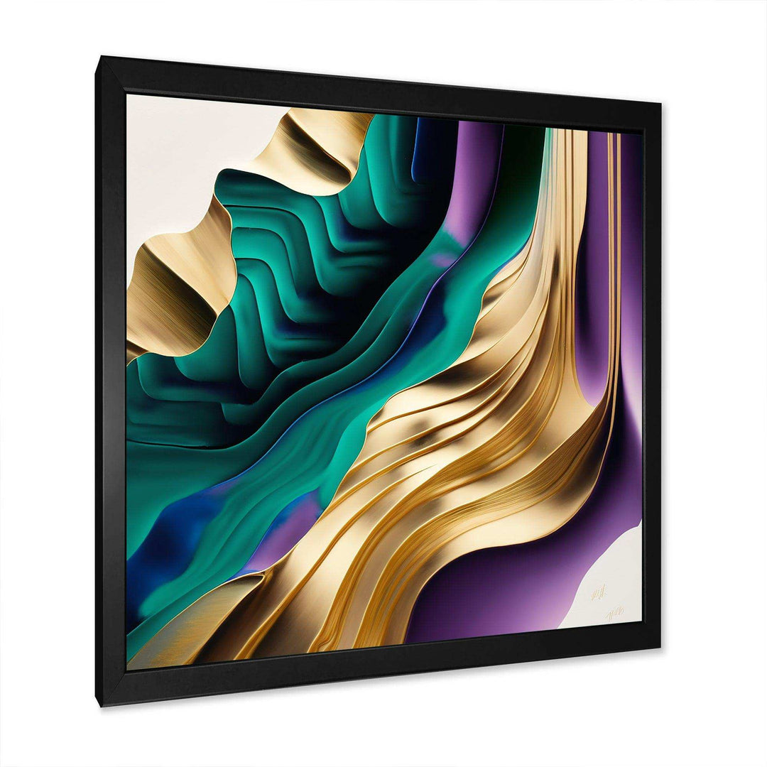 Purple, Green And Gold Bold Strokes III - Modern Wall Art Prints