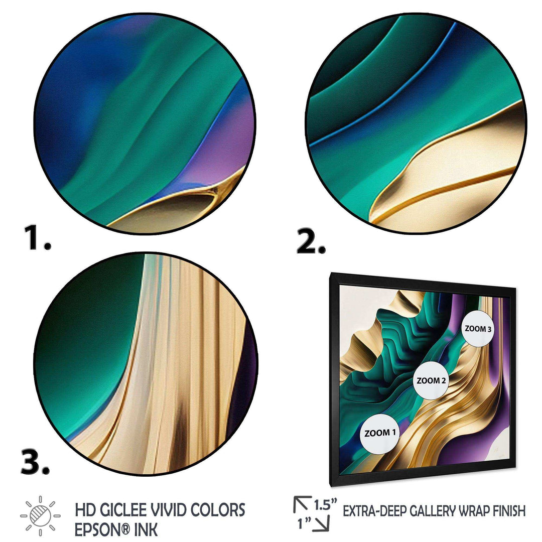 Purple, Green And Gold Bold Strokes III - Modern Wall Art Prints