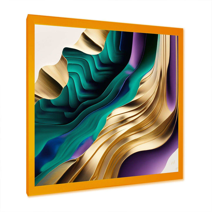 Purple, Green And Gold Bold Strokes III - Modern Wall Art Prints
