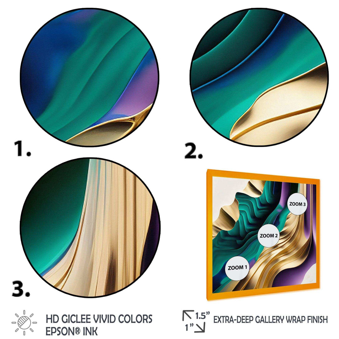 Purple, Green And Gold Bold Strokes III - Modern Wall Art Prints