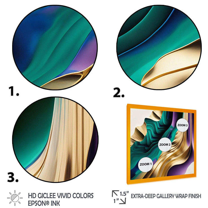 Purple, Green And Gold Bold Strokes III - Modern Wall Art Prints