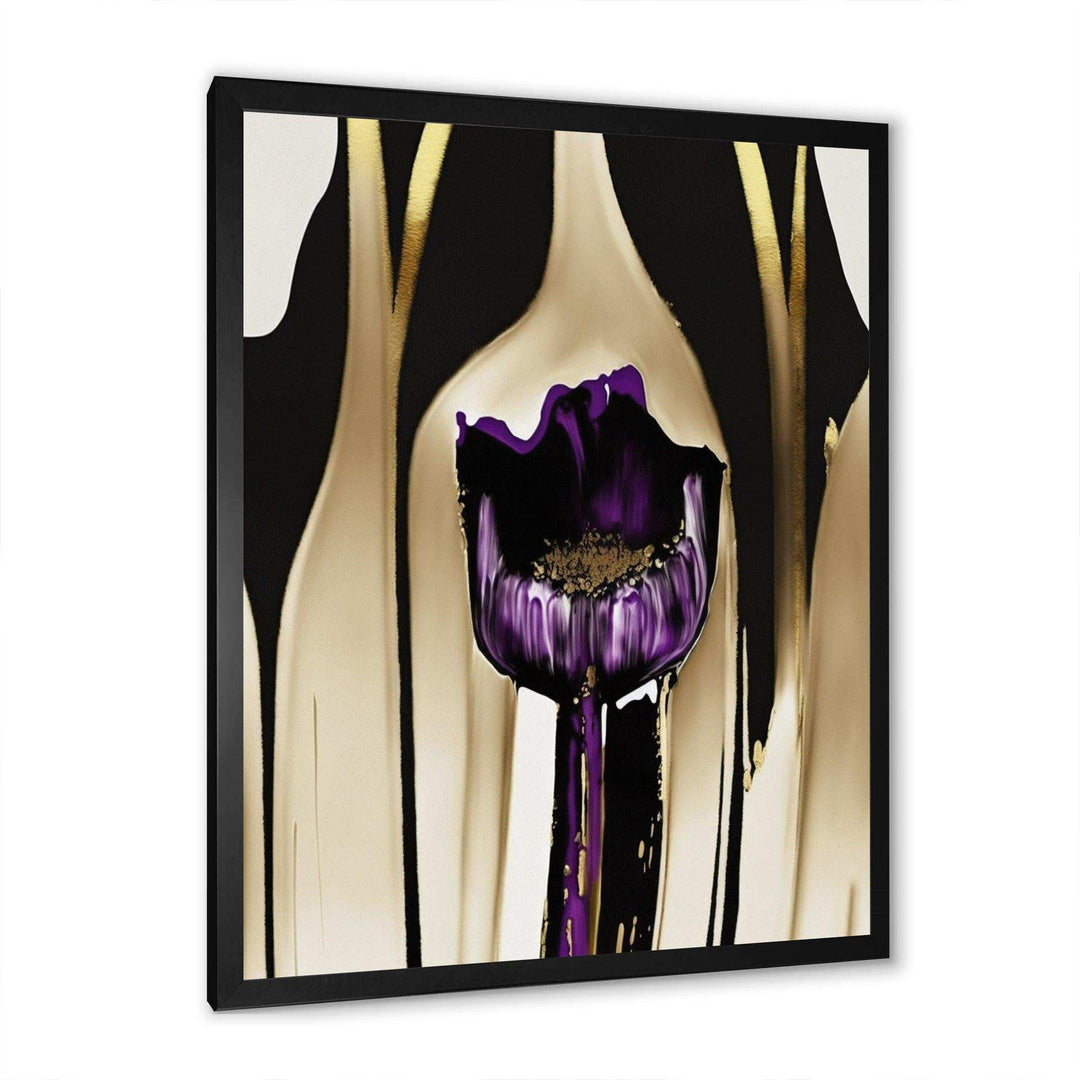 Purple Flower Flower On Abstract Paint IV - Traditional Canvas Wall Art
