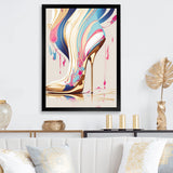Pink And Blue Art Deco High Heel Boots I
