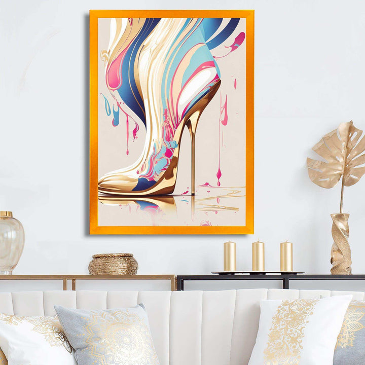 Pink And Blue Art Deco High Heel Boots I