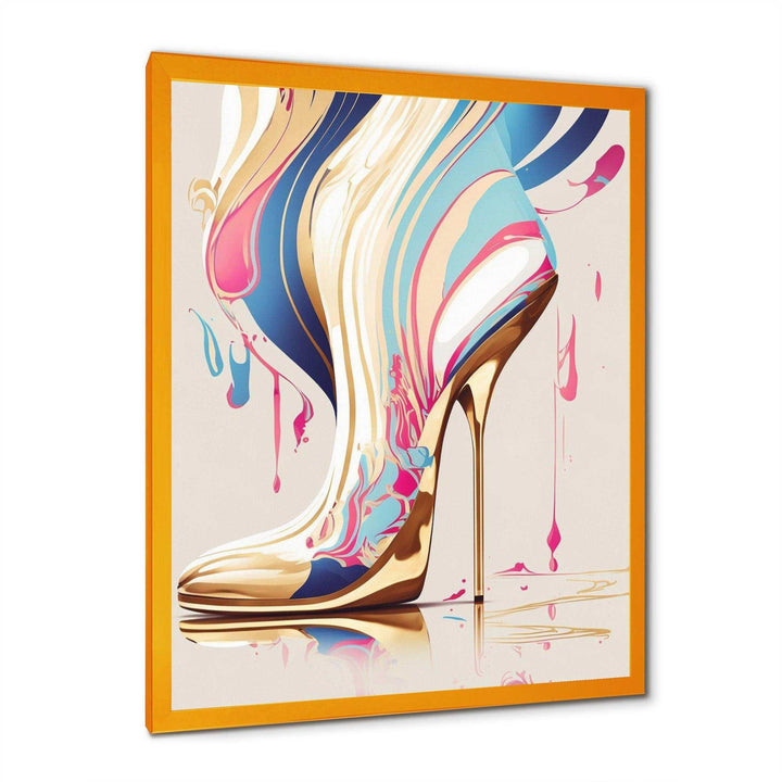 Pink And Blue Art Deco High Heel Boots I