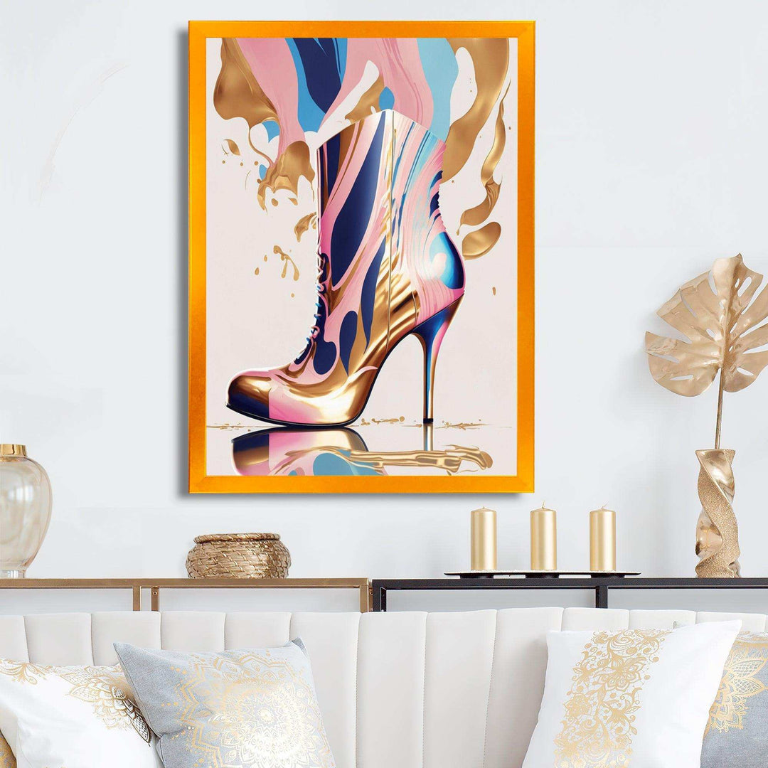 Pink And Blue Art Deco High Heel Boots III